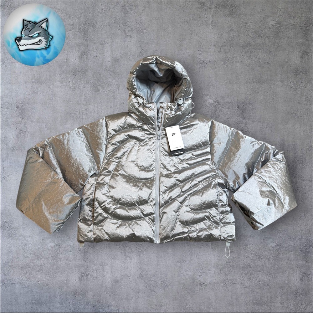 Nike Swoosh Series Therma-FIT Oversize Down Puffer Jacket XS Silver IB2003-095